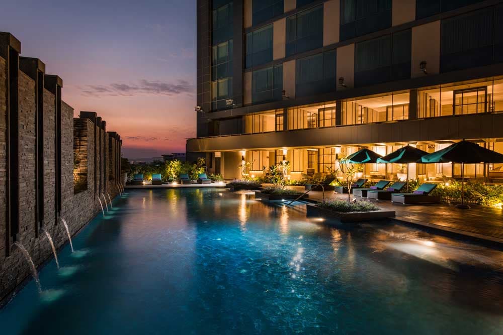 Conrad Pune swimming pool night view