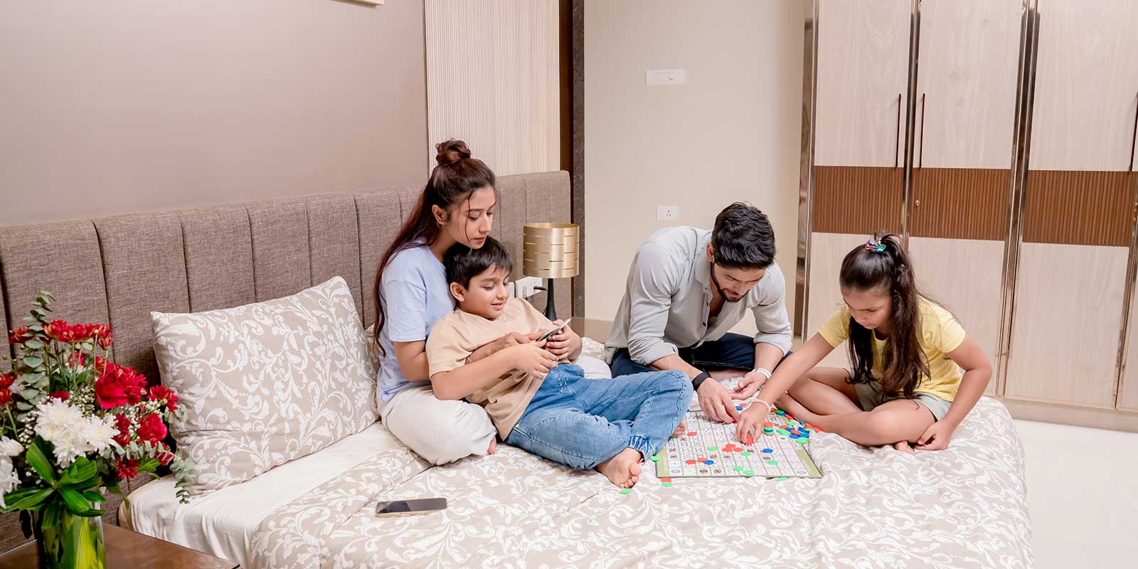 family in bedroom